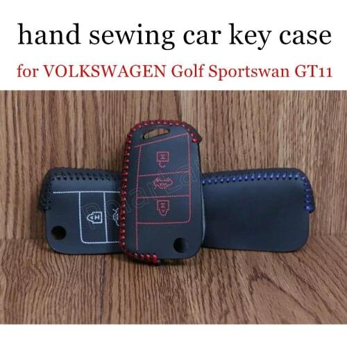 Only Red best selling hand sewing leather car key case leather car key cases DIY fit for VOLKSWAGEN Golf Sportswan GT11