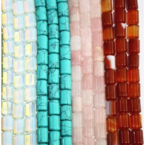 Natural Turquoises Opal Roses Quartz Bugle Beads Natural stone tube beads cylinder beads14*8*8mm 28pcs DIY jewelry accessories