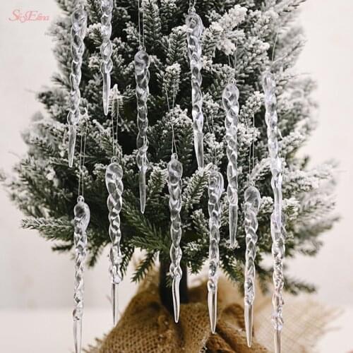 Christmas Tree Hanging Ornament Simulation Ice Fake Icicle Prop For Winter Party Christmas Tree Hanging Decoration