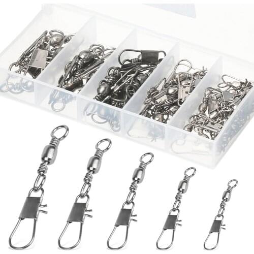Swivels Interlock Snap Fishing Lure Tackles Gear Accessories Connector Copper Swivels Pin Bearing Rolling Solid Fish Tool