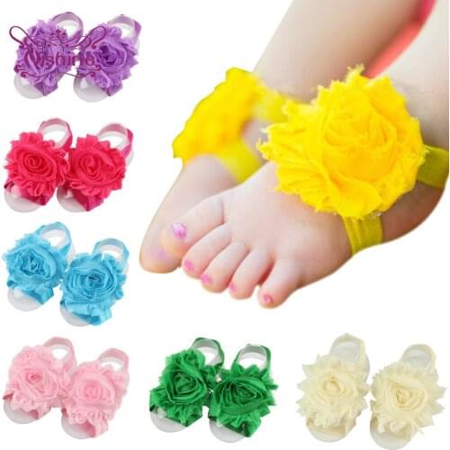Nishine Fashion Handmade Sun Flowers Baby Girls Barefoots Sandals Comfortable Breathable Infant Shoes Newborn Photography Props