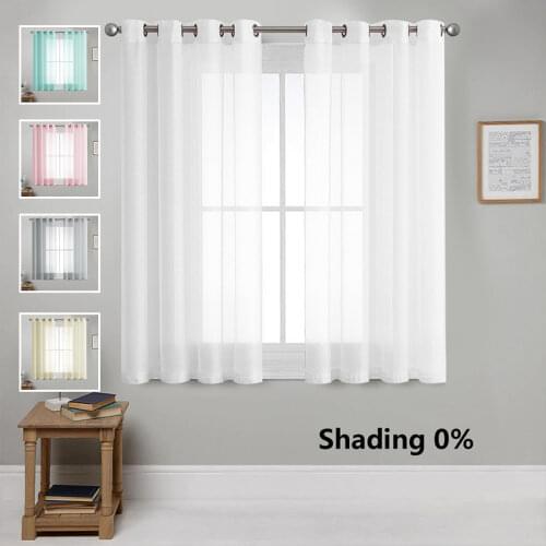 XUNTUO Modern Short Sheer Curtain for Kitchen Half Window Living Room Solid Voile Curtain Bedroom Home Decoration Tulle Drape