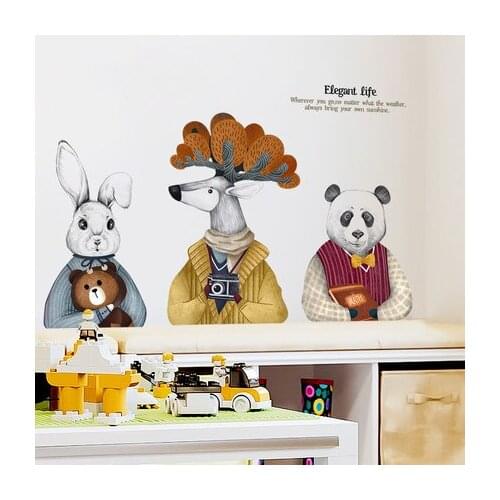 Study Room Wall Sticker Nordic Poster Bedroom Decor Dormitory Rental Room Renovation Art Animal Wallpaper Room Decoration