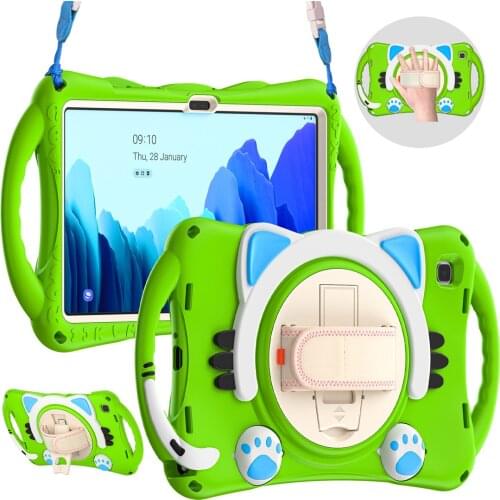 Tab A 10.4 2020 Case Stand Pencil Holder for Samsung Tab A7 10.4 SM-T500 T507 SM-T505 Shockproof Silicone Case Handle Grip Strap