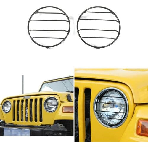 Front Headlight Lamp Guard Protector Cover Trim Metal For Jeep Wrangler TJ 1997