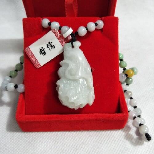 Zhe Ru Jewelry Pure Natural Jadeite Light Color Good Luck Cabbage Pendant Tricolor Jade Bead Necklace Gift Class A Certificate