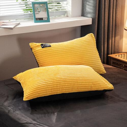 2pcs Winter Thicken Coral Fleece Pillowcases Solid Color Flannel Pillow Case Sofa and Comformatable Pillowcases 48x74cm