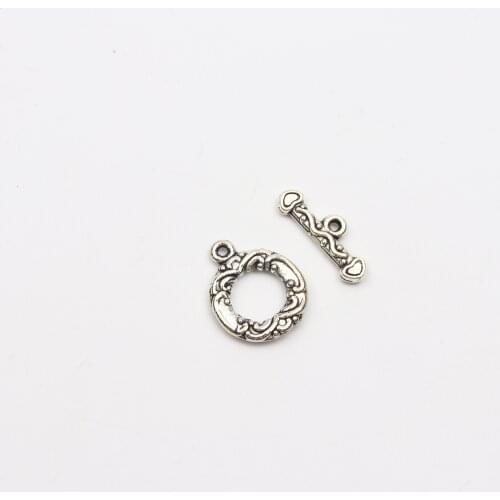 10pcs Antique Sliver Ripple Round Shape Hollow Metal Clasps Connectors For Jewelry Making Accessories DIY Hand Made Wholesale