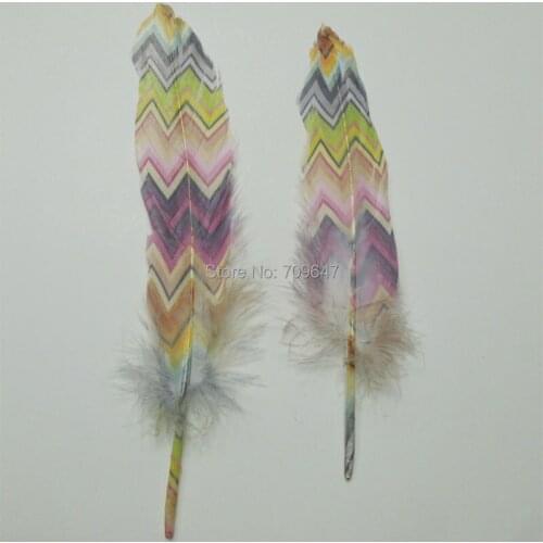 100pcs/lot 10-18cm Printed-Goose Satinettes Feathers-Yellow/Blue/Gray/Wine Red- Perfect for Earrings,Bridal Table Decor&Milliner