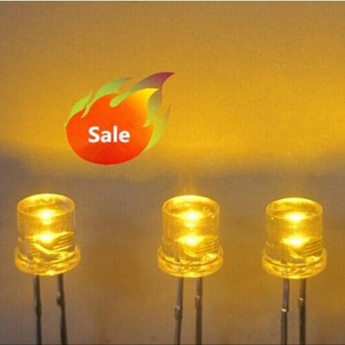 1000pcs 5MM Flat Top Yellow led 5mm Ultra Bright LEDs light Wide Angle Emitting Diodes Electronic Components Wholesale Retail