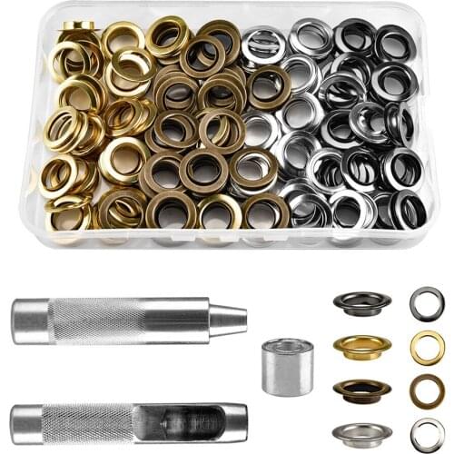 120Pcs Grommet Kit Grommets Metal Eyelets with Install Tool 14mm Snap Buttons Press Studs Kit