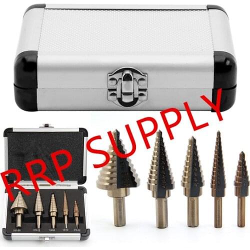 5pcs/set Inch size Tincoated HSS4241 Steel Large Cone Drill Bit Set to cut steel sheet, Aluminium steel and plastic