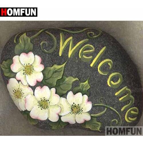 HOMFUN Full Square/Round Drill 5D DIY Diamond Painting "Flower text"3D Diamond Embroidery Cross Stitch Home Decor A20180