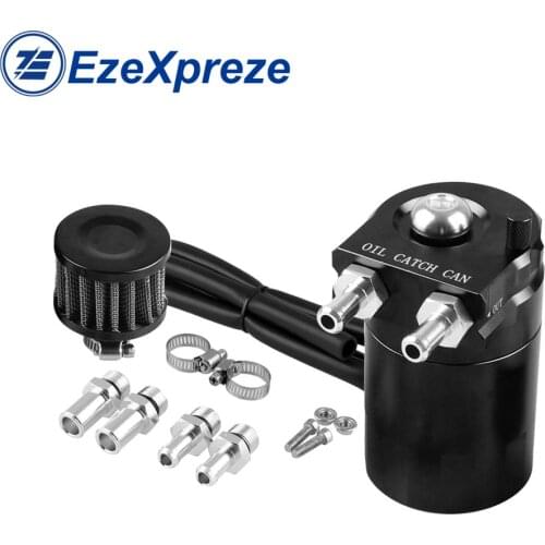 Baffled Aluminum Oil Catch Can with Filter Kit Tank Cylinder Engine Black Polish Universal Best Quality for All Car Accessories