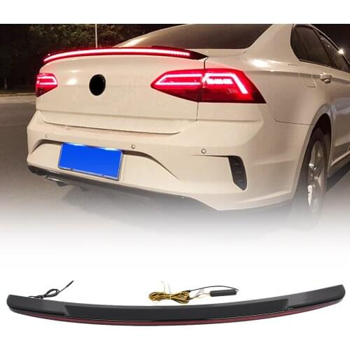 Car Tail Trunk Roof Wing Spoiler Streamer Lip Splitter Trim For Mazda 3 Axela 2012 2013 2014 2015 2016 2017 2018 w/ Red LED Lamp