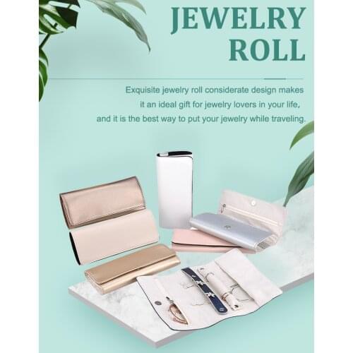 Jewelry Roll Velvet Travel Leather Jewellery Ring Case Organizer Up Pouch