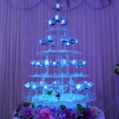 Four layers festive round champagne tower Valentines day champagne tower Hotels Dessert Aircraft Stand