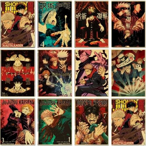 Jujutsu Kaisen Posters Vintage Anime Wall Art Canvas Painting Study Home Living Room Decoration Pictures Home Decor No Frame