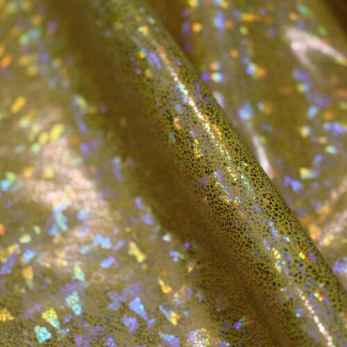 Faux PU Glitter Leather Fabrics Synthetic Super soft laser film small round leather laser flash colorful double shadow fabric