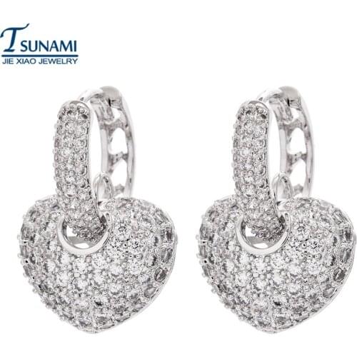 Famous brand heart miniature set of zircon earrings Suitable for mature womans zircon ER-127