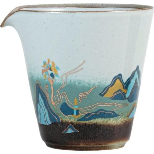 Stone Celadon Glaze Furushan Pitcher Japanese Style Kiln Baked Retro Large Size Ceramic Tea Pitcher Tea Accessories Chahai