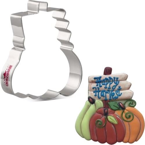 KENIAO Pumpkin Pile Cookie Cutter - 10.6 x 9.3 CM - Fall/Autumn Biscuit Fondant Sandwich Bread Cutters - Stainless Steel