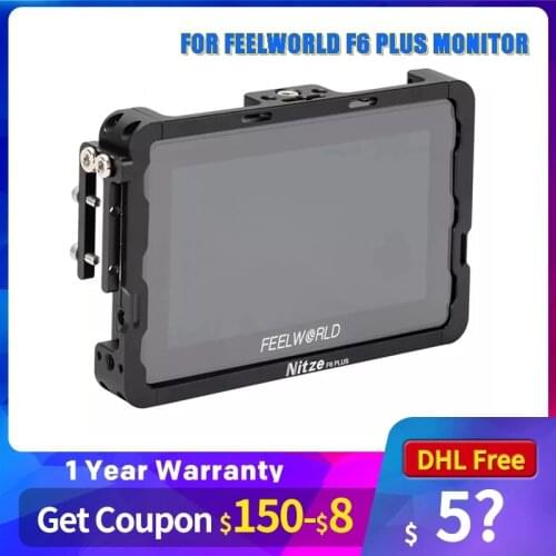 NITZE 5.5 MONITOR CAGE FOR FEELWORLD F6 PLUS MONITOR WITH HDMI-CABLE CLAMP - TP-F6PLUS Monitor aluminum alloy Cage