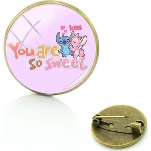 Disney 2021 New Stitch Shaped Brooch Clothes Hat Accessories Badge Glass Cabochon Brooch Pin Bag Jewelry