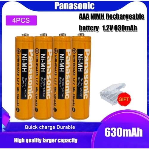 Original Panasonic AAA 1.2V 630mAh Rechargeable NI-MH NIMH Battery Charging times or 1200 times