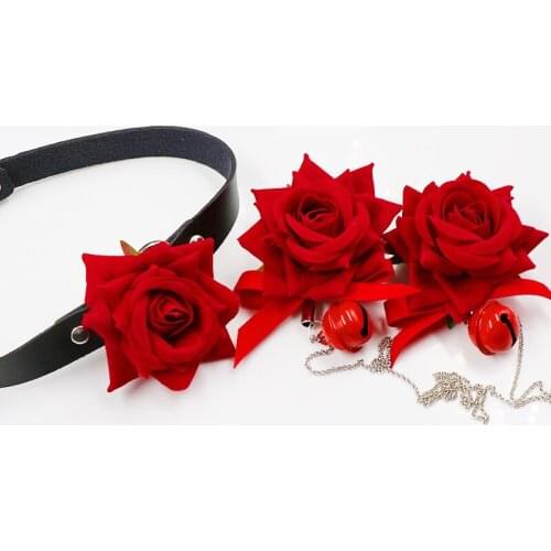 BDSM Bondage PU Leather Rose Collar With Nipple Breast Clamp Clip Chain SM Sex Toys For Women Sex Tools For Couples Adult Games