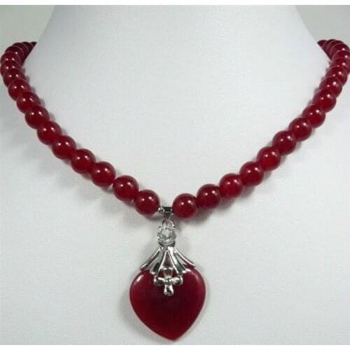 8mm red jade necklace heart jade pendant