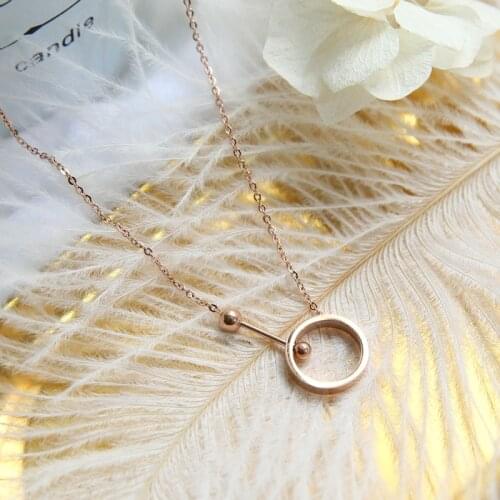 YUN RUO 2018 Rose Gold Color Simple Round Pendant Necklace Fashion Titanium Steel Woman Jewelry Prevent Fade & Allergic Drop