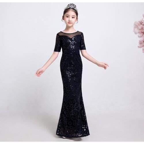 Baby Girls Princess Mermaid Dress 2019 New Sexy Lace Sequins Evening Dress Childrens Party Gown Kids Clothes Vestidos Y1107
