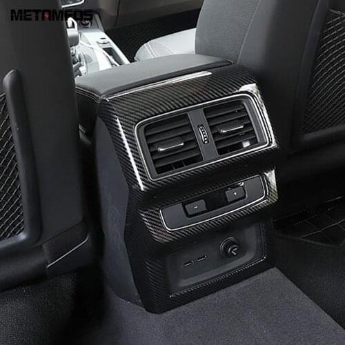For Audi Q5 2018 2019 2020 Carbon Fiber Armrest Box Rear Air Conditioner Vent Outlet Cover Trim Interior Accessories Car Styling