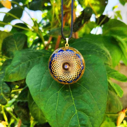 Orgonite Pendant Handmade Custom Lapis Natural Crystal Energy Converter Reiki Charm Pendant Jewelry For Women