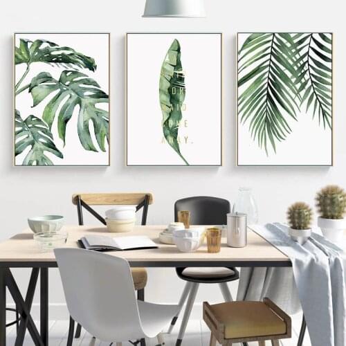 Green Plant Canvas Painting Nordic Wall Posters Tropical Plants Poster Wall Art Paintings for Living Room Decor Wall Art Canvas