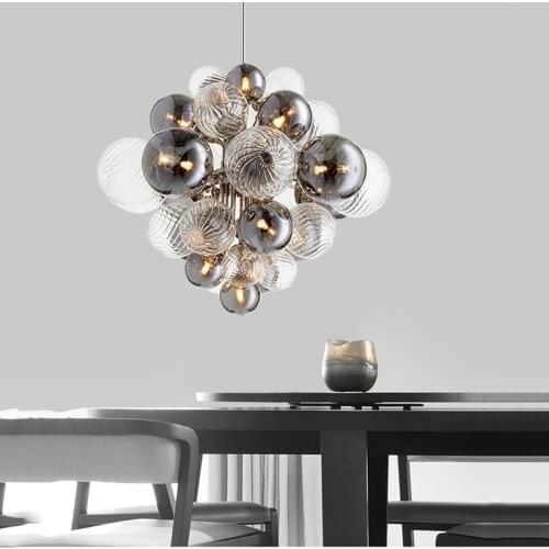 Nordic Luxury Glass Globe Chandelier Living Room Dining Room G9 LED Pendant Lights Indoor Luminarias Fixtures Metal Hanging Lamp