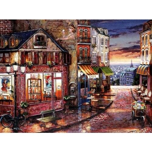 Needlework,Romantic town store stree Scenic 14ct Unprinted Embroidery,DIY Cross stitch kit,Art Pattern Cross-Stitching Decor