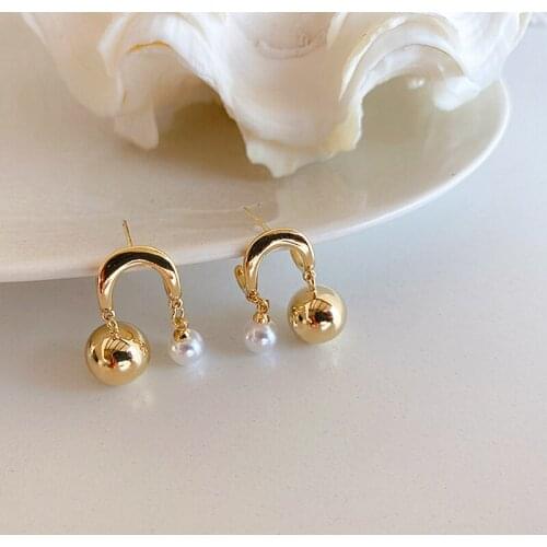 TARCLIY Fashion Geometric Metal Ball Imitation-Pearl Pendant Earrings Tassel Chain New Women Girl Party Jewelry Gift