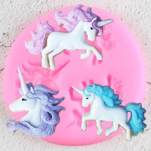 3D Unicorn Silicone Molds Baby Birthday Cake Decorating Tools Cupcake Topper Fondant Mould Candy Clay Chocolate Gumpaste Moulds
