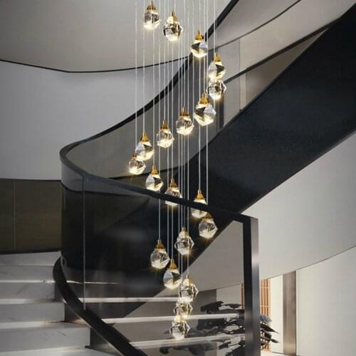 Modern Crystal Chandeliers Lamp Irregular Brass Crystal Suspension Lighting Pendant Hanging Lamp Home Decoration