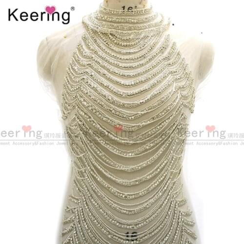 Wedding Large dress rhinestone Crystal applique For Mermaid Long dress. WDP-052