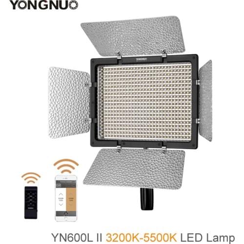 Yongnuo YN600L II 3200K-5500K LED Video Light with AC Adapter Set Support Remote Control by Phone App for Interview