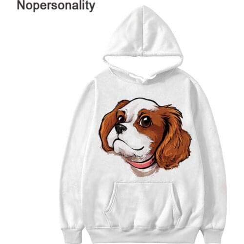Nopersonality Wear Tops Womens Cute Dog Print Streetwear Teenagers Hoodies with Pocket Spring Autumn Oversize Pullover