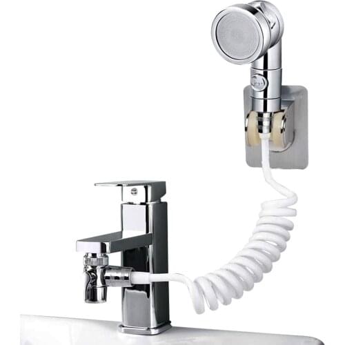 Bathroom 3 Modes Adjustable Sink Faucet Extension Shower Head Set Hair Pet Rinser Showerhead with Stop Function for Kitchen