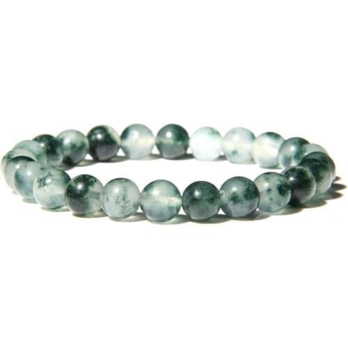 High Quality Natural Moss Agates Beads Bracelet Fashion Green Stone Beaded Energy Balance Bracelet Jewelry for Women Men Gifts