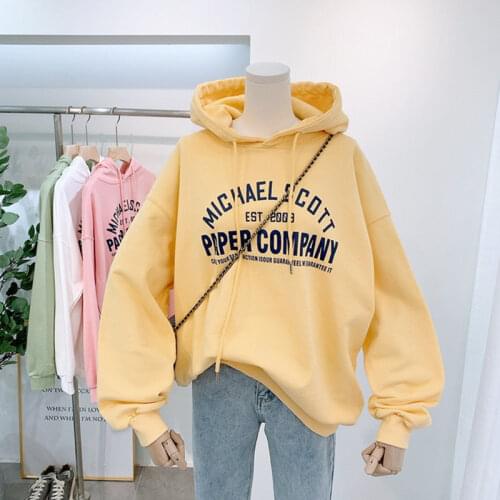 Women Hoodies Cotton Sweatshirts Japanese Fashion 2020 Oversize Ladies Pullovers Warm Pocket Hooded Jacket Print Tops Women