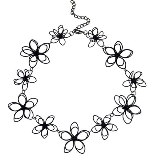 Flower Necklace Short Choker Floral Black Jewelry Women Clavicle Chain Statement
