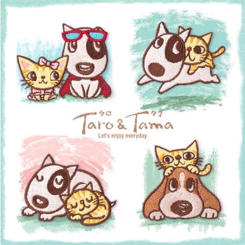 Dog and Cat are Friends Sew On Applique Embroidered Iron On Patches Dress Jacket Jeans Stickers Cat Dog Clothes Sticker 1 Piece