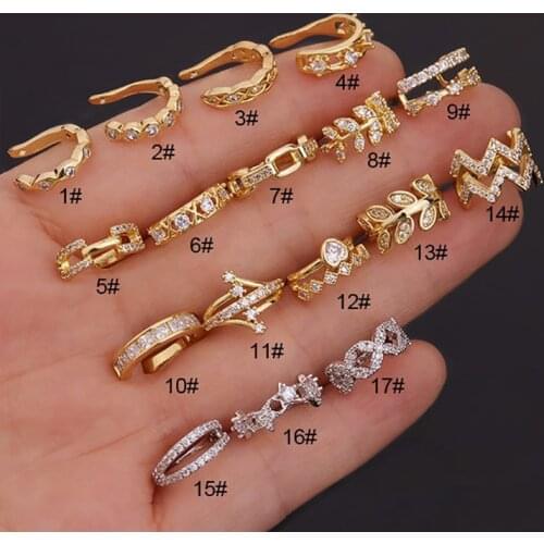 1pc Copper Ear Cuff Earrings for Women Gold Wrap Clip on Earrings Fake Non Piercing Cartilage Rings Crystal Trendy Jewelry Gift